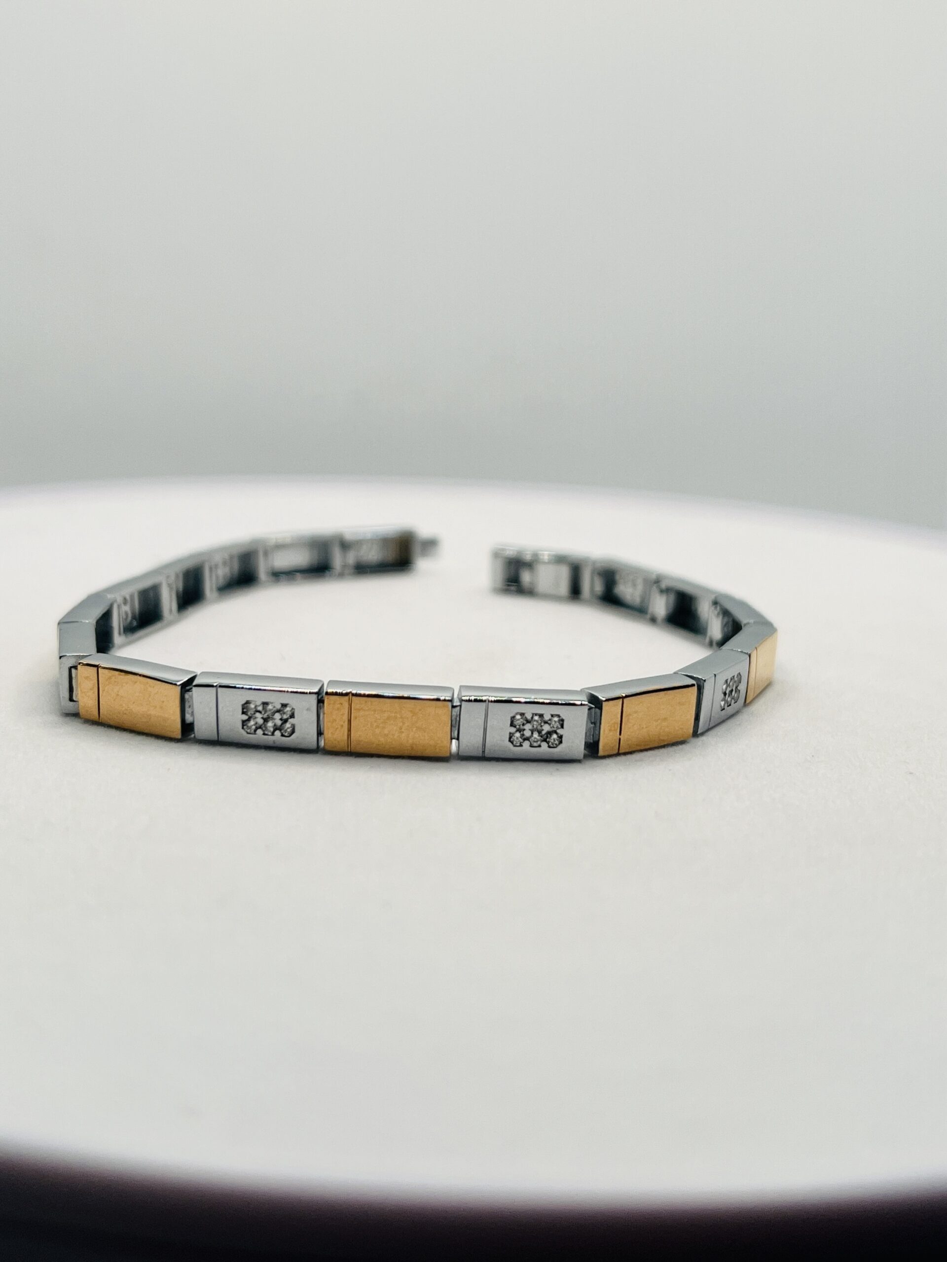 Sleek Two-Tone 925 Silver Men's Bracelet