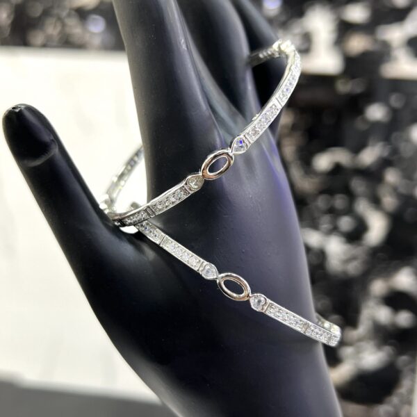 Classic Sparkle Sterling Silver Bangles size 2.8