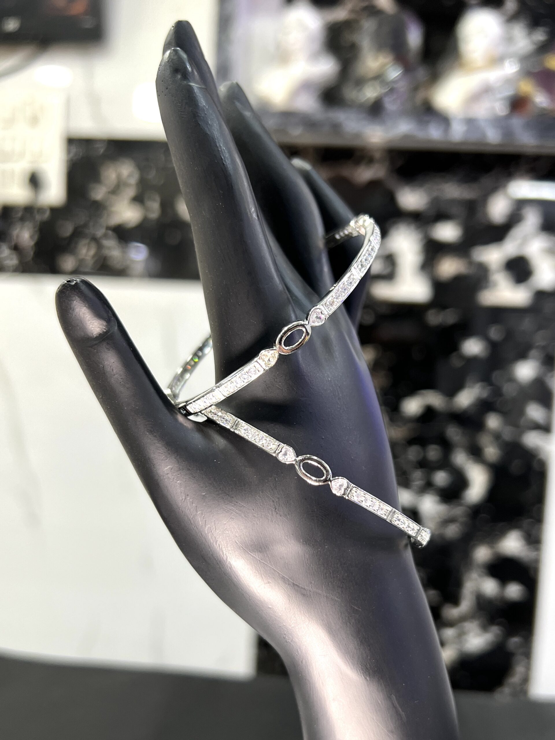 Classic Sparkle Sterling Silver Bangles size 2.8 - Image 5