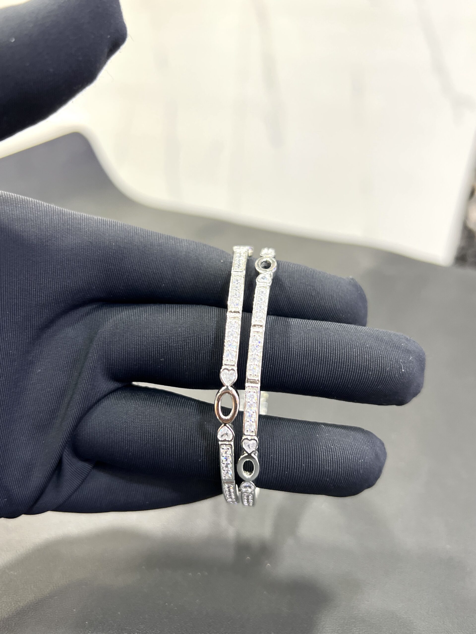 Classic Sparkle Sterling Silver Bangles size 2.8 - Image 3