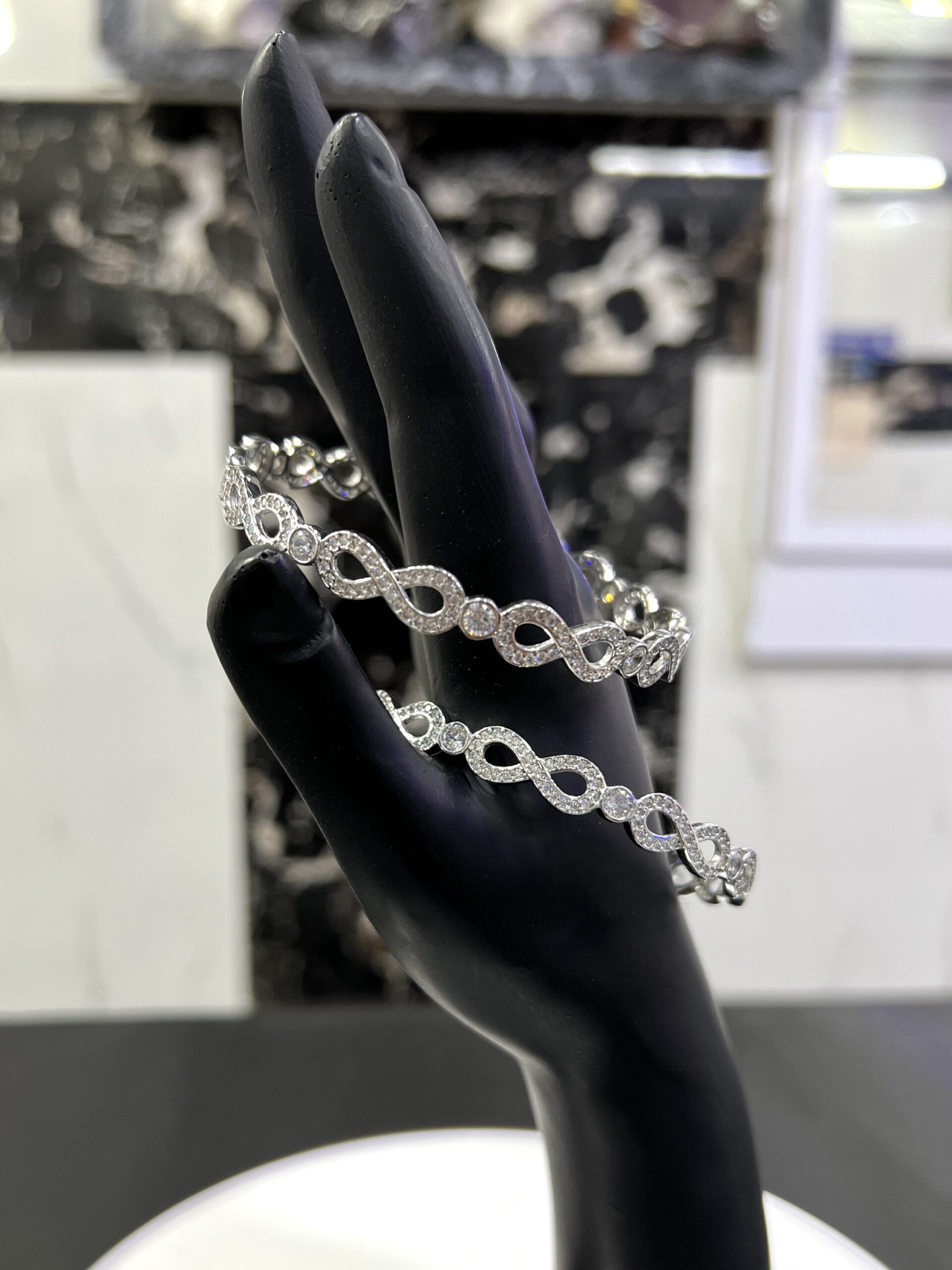 Sterling Silver "Infinite Sparkle" Bangles size 2.8 - Image 8