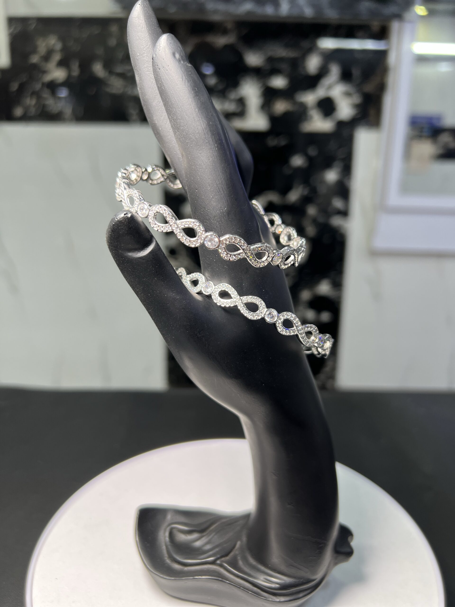 Sterling Silver "Infinite Sparkle" Bangles size 2.8 - Image 3