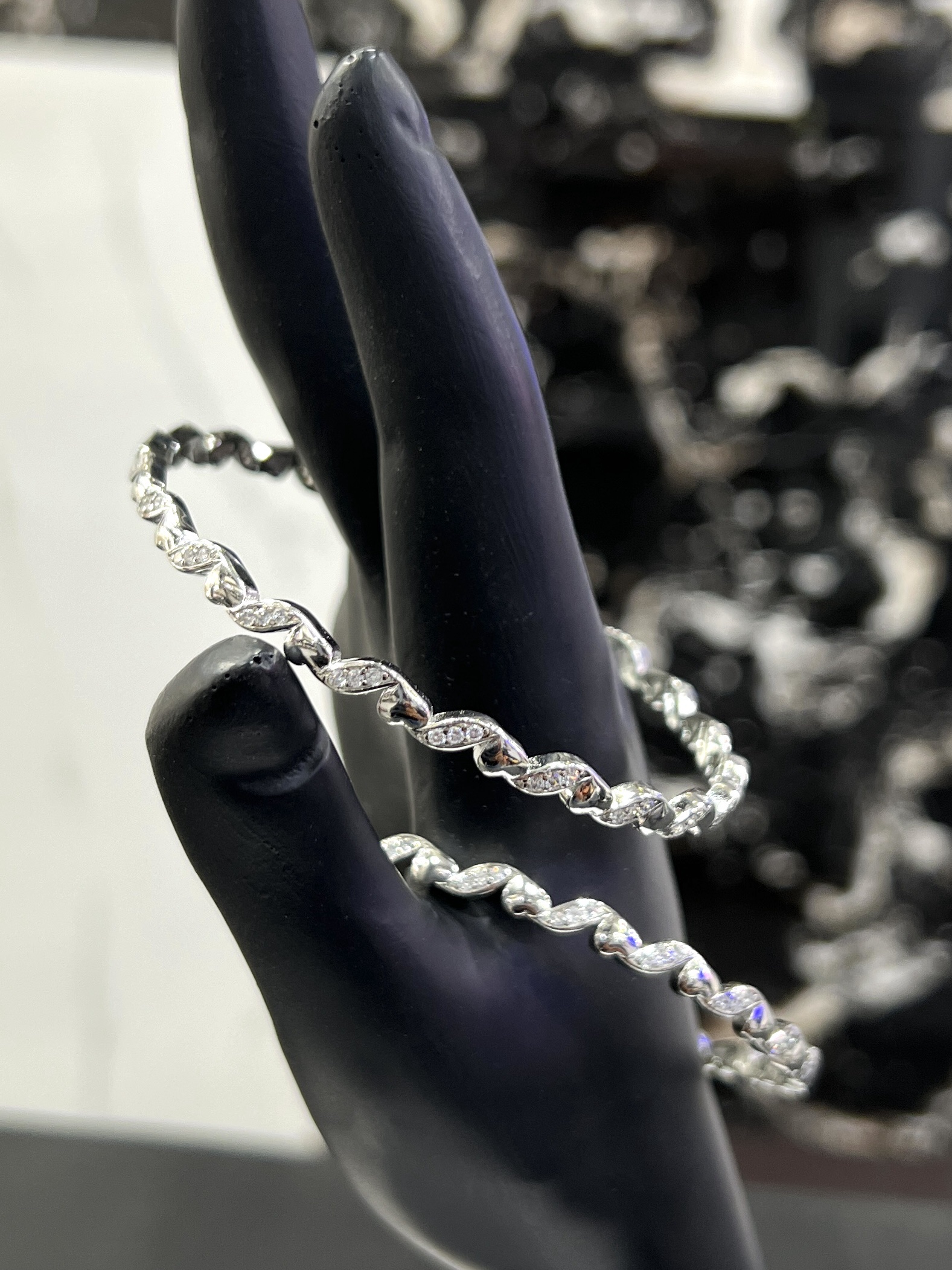 The "Swirling Grace" Sterling Silver Bangles size 2.8 - Image 3