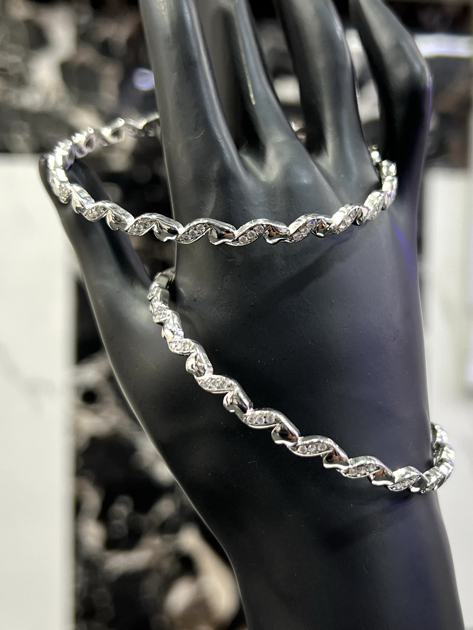 The "Swirling Grace" Sterling Silver Bangles size 2.8