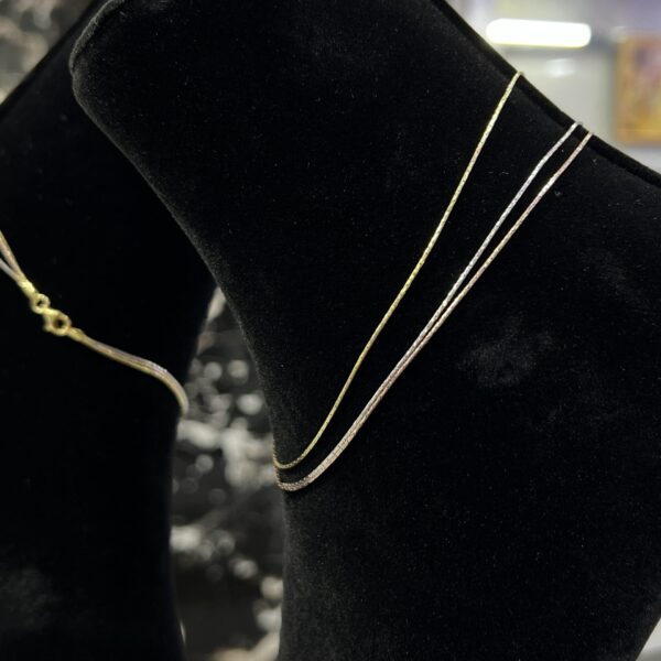 Tri-Color Layered Sterling Silver Anklet