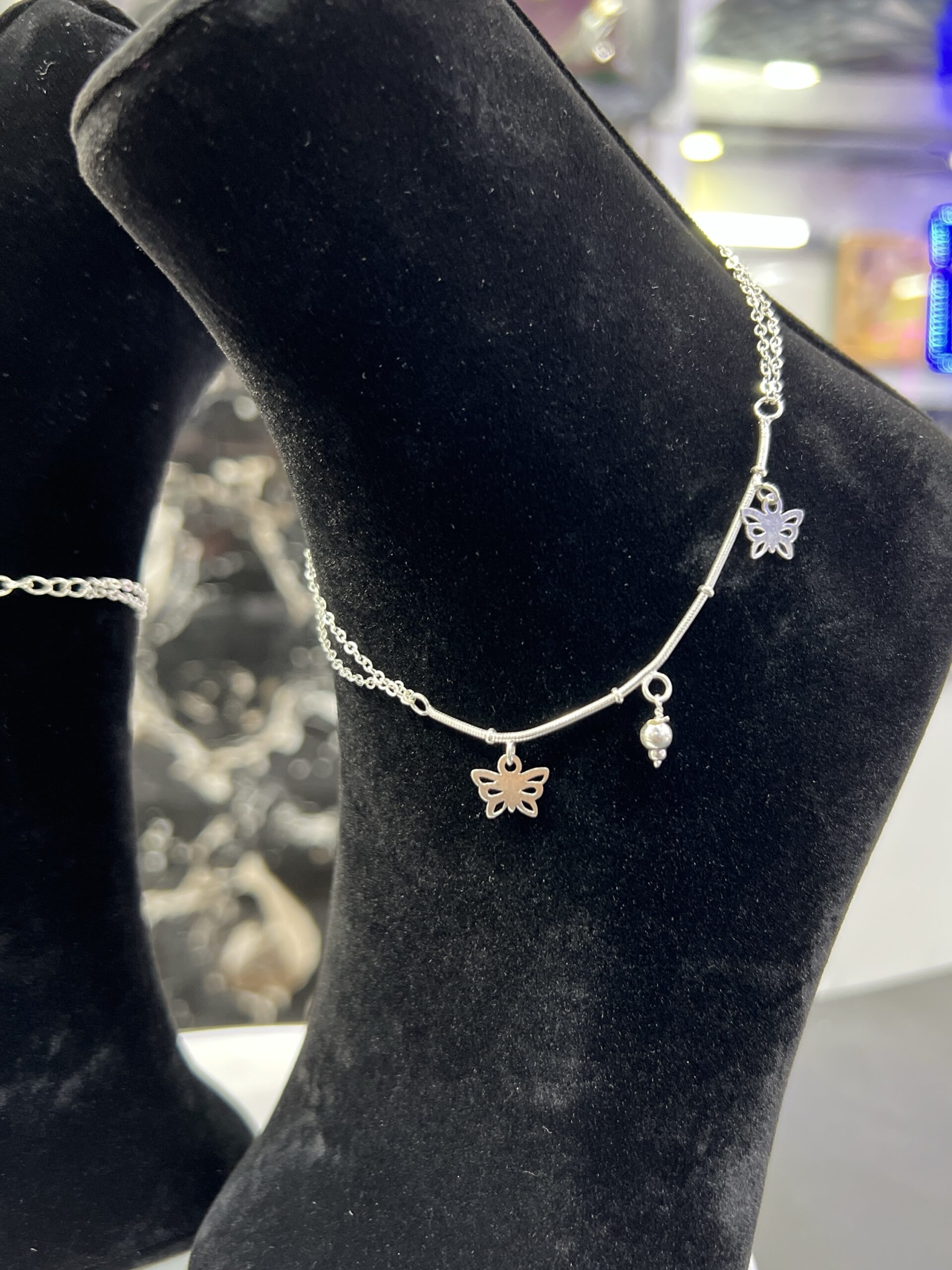 Silver Butterfly Anklet - Image 3
