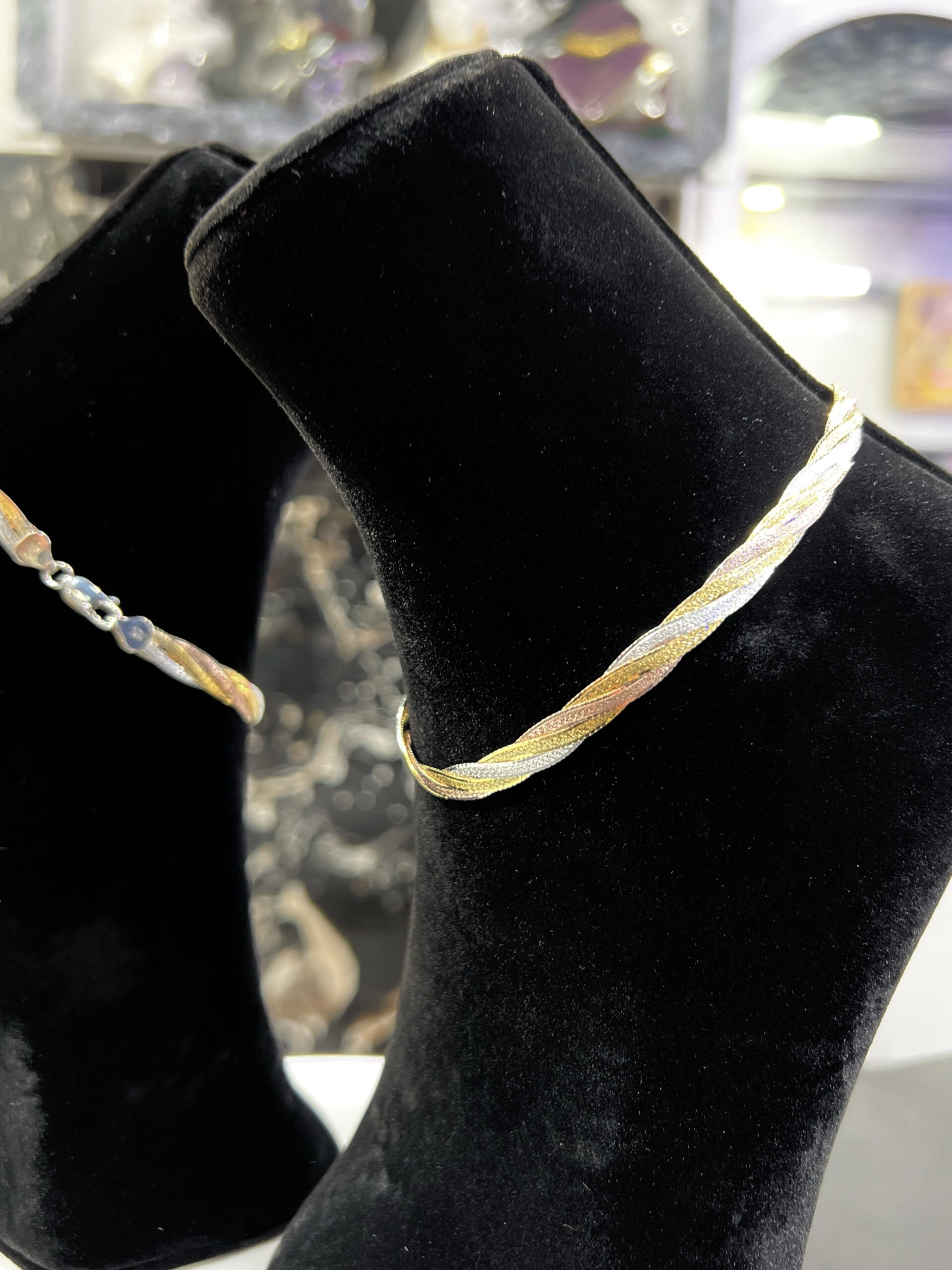 Silver Tri-Color Anklet