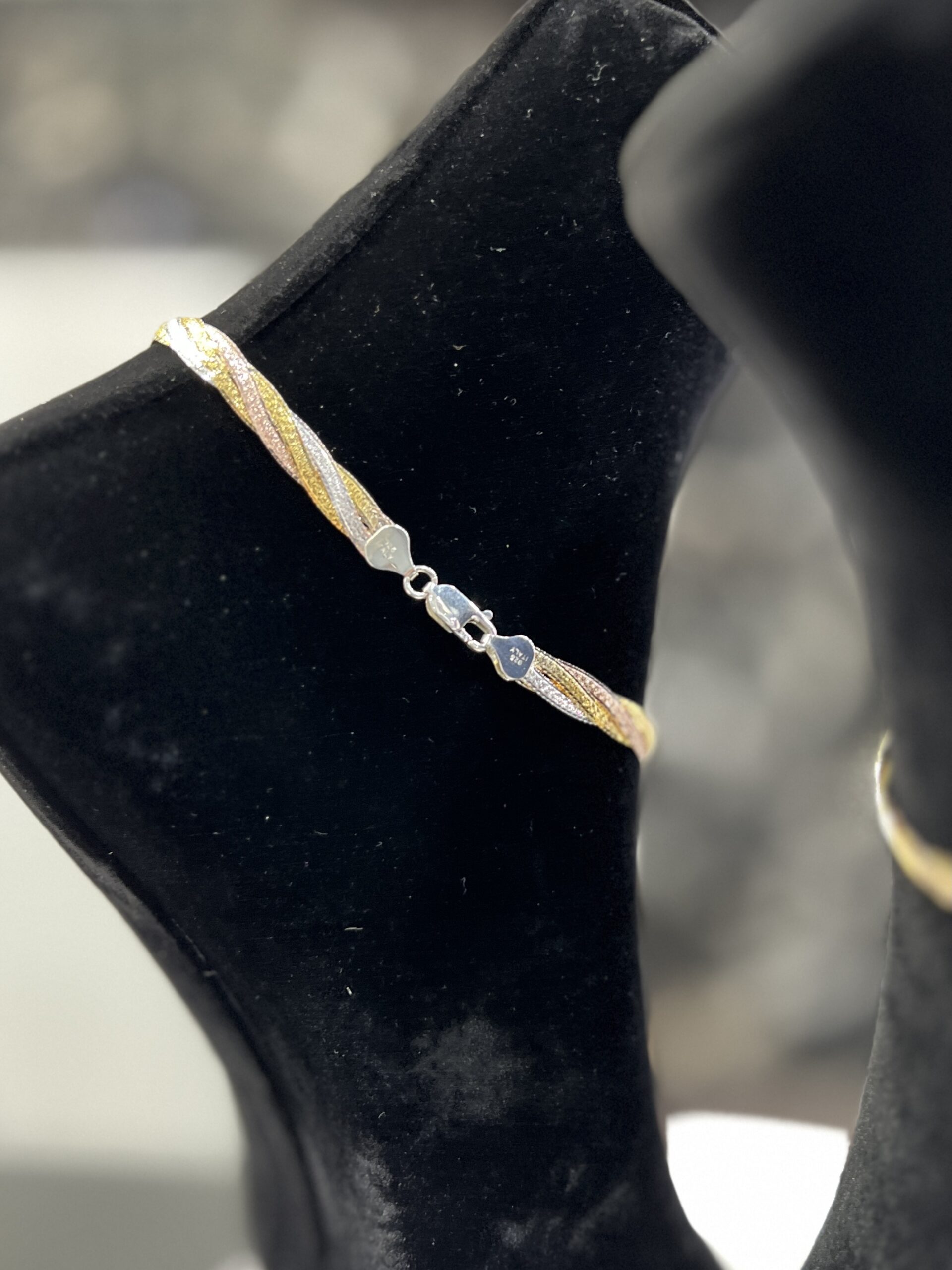 Silver Tri-Color Anklet - Image 3