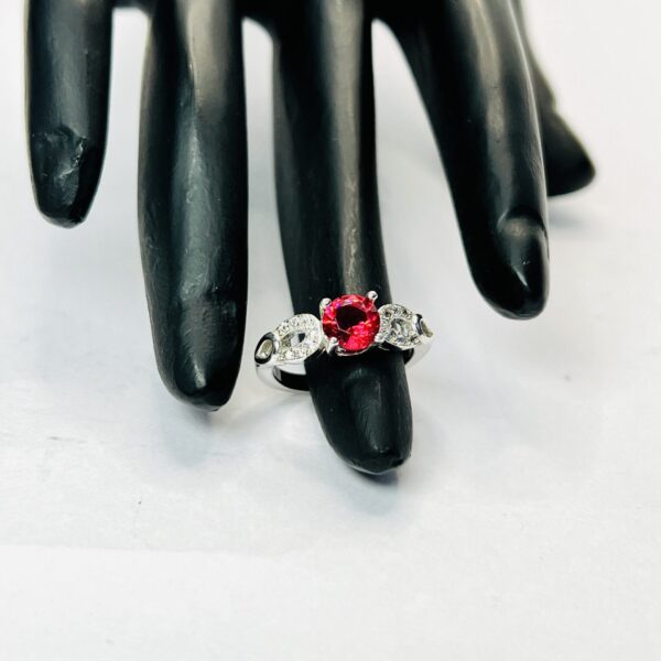 Sterling Silver Ring with Red Gemstone