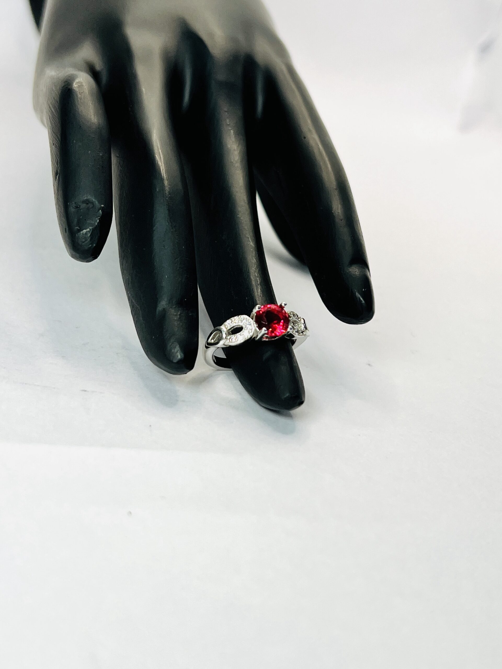 Sterling Silver Ring with Red Gemstone - Image 2