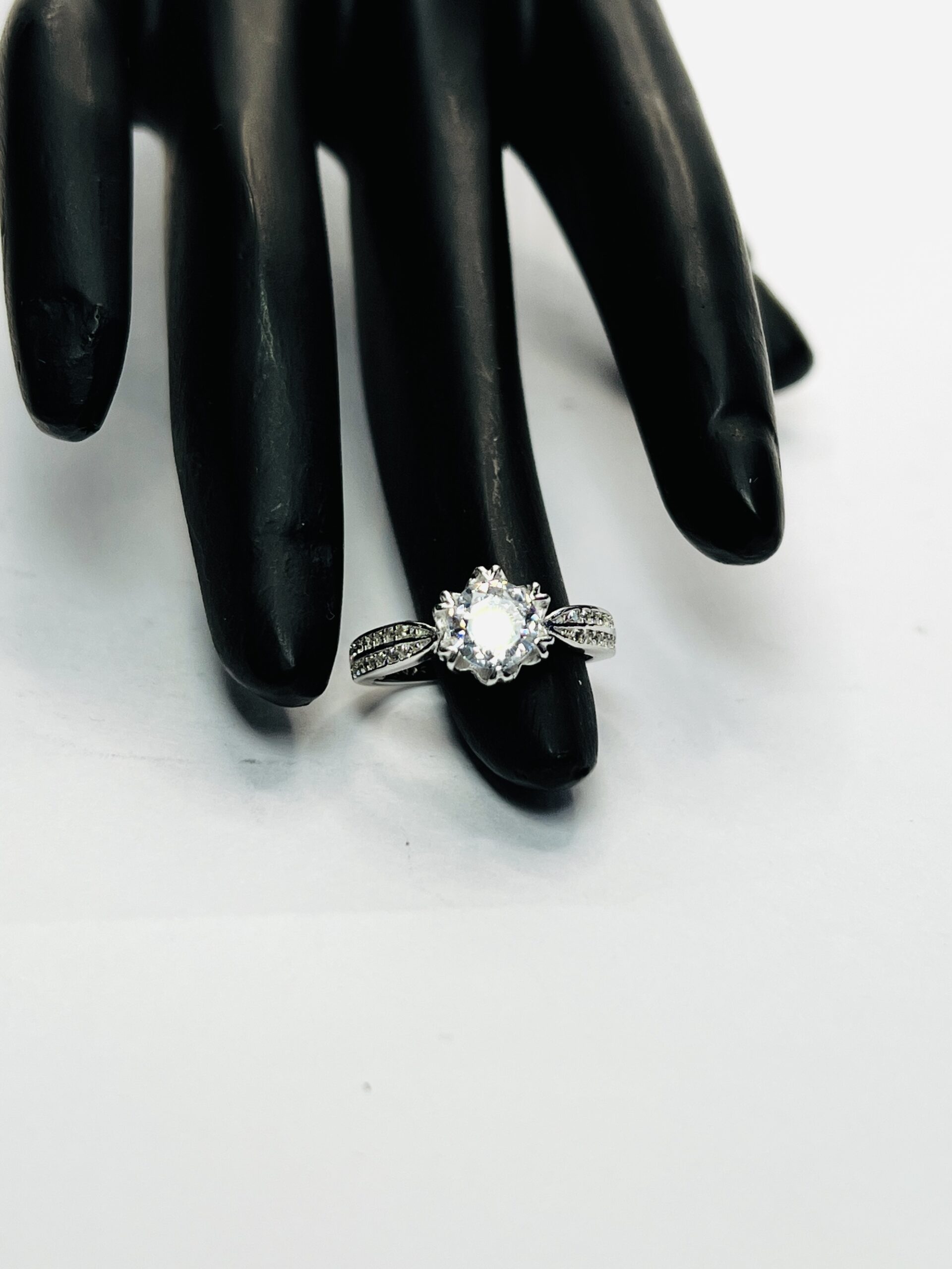 Silver Flower Engagement Ring - Image 3