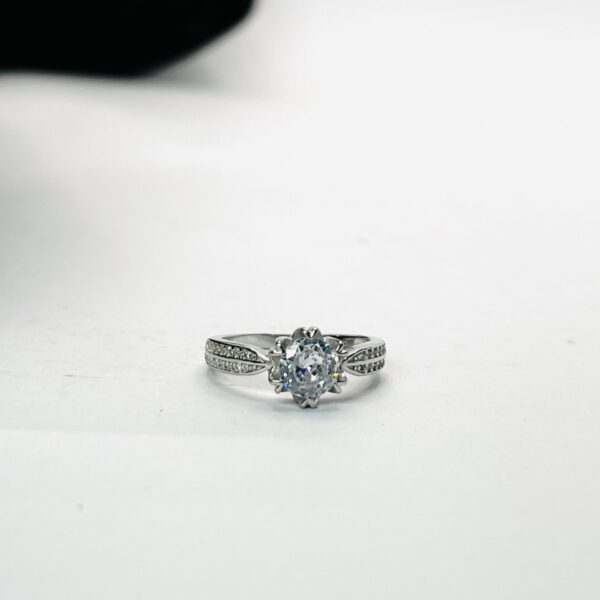 Silver Flower Engagement Ring