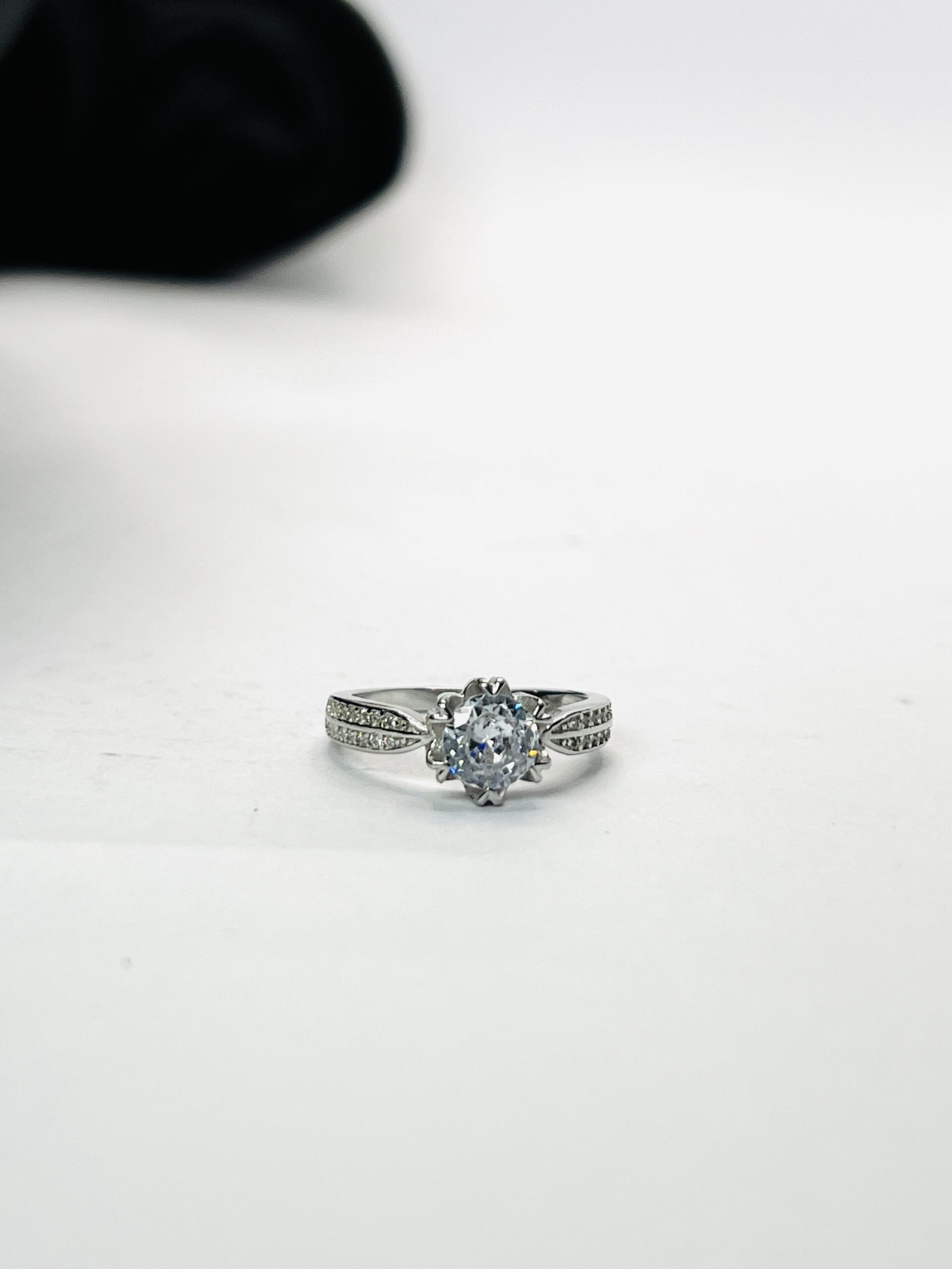 Silver Flower Engagement Ring