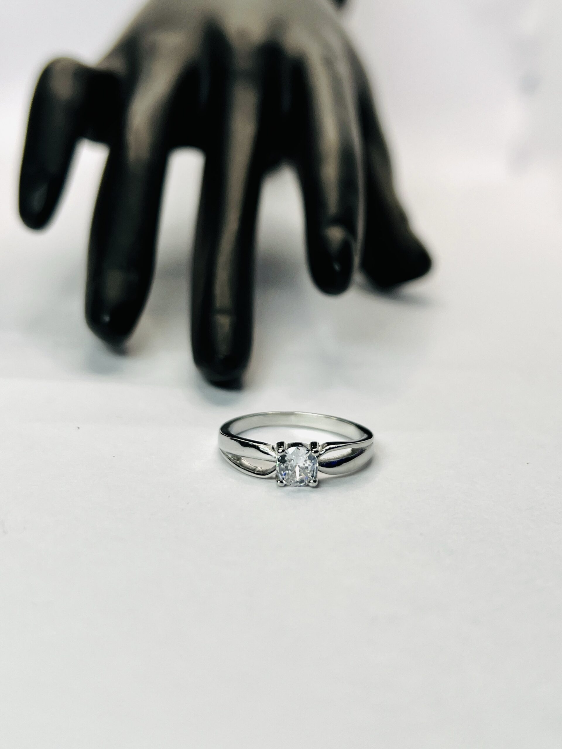 Modern Princess Cut Sterling Silver Ring
