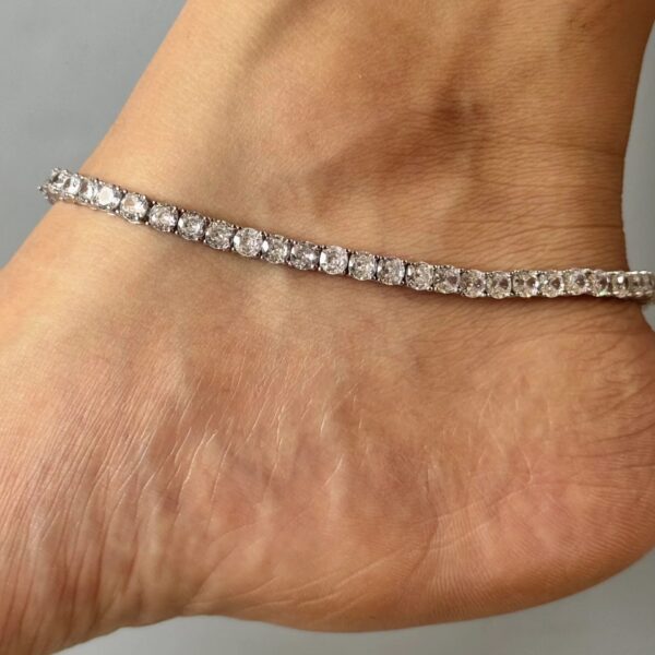 925 Silver American Diamond Anklet