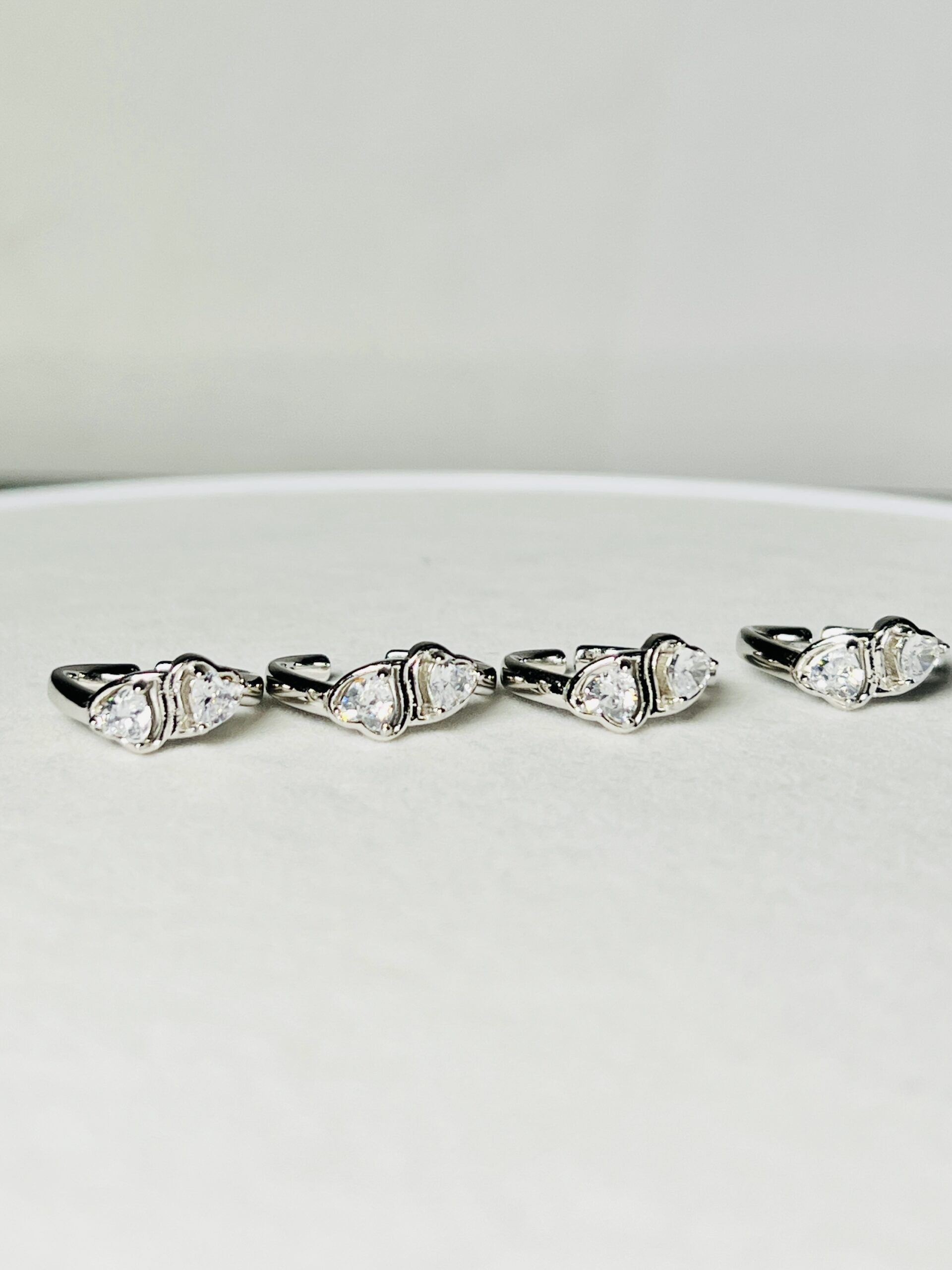 Italian Silver Toe Ring with Two White Stone 925 – Anti-Tarnish | Elegant Women’s Toe Jewelry - Image 3