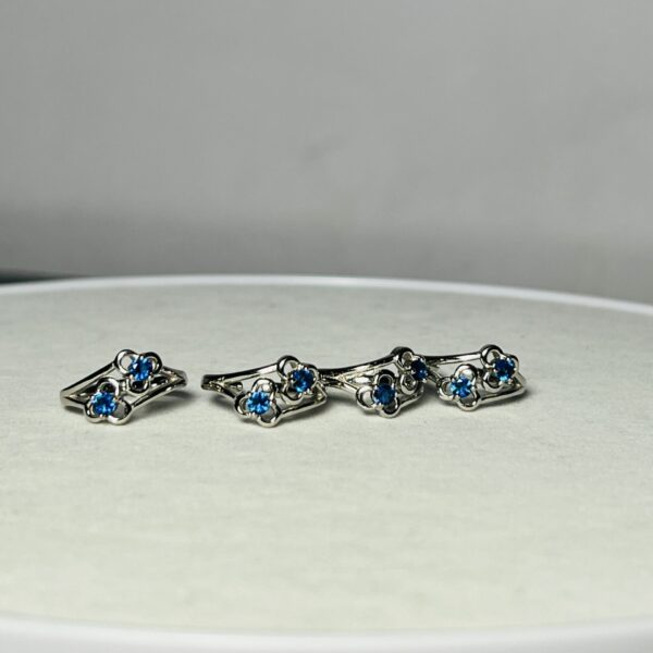 Italian Silver Toe Ring with Dual Blue Stones 925 – Anti-Tarnish Adjustable Toe Jewelry
