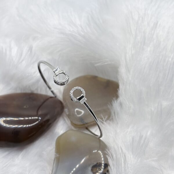925 Silver Open Kada Bracelet with Dual Stone Tips