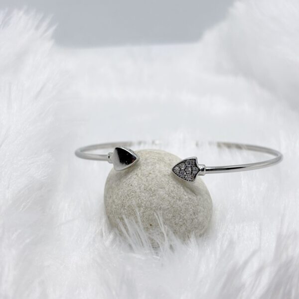 925 Silver Open Kada Bracelet with Dual Stone Tips