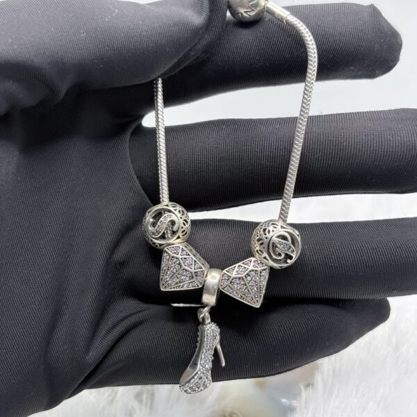 925 Silver Pandora Style Charm Bracelet