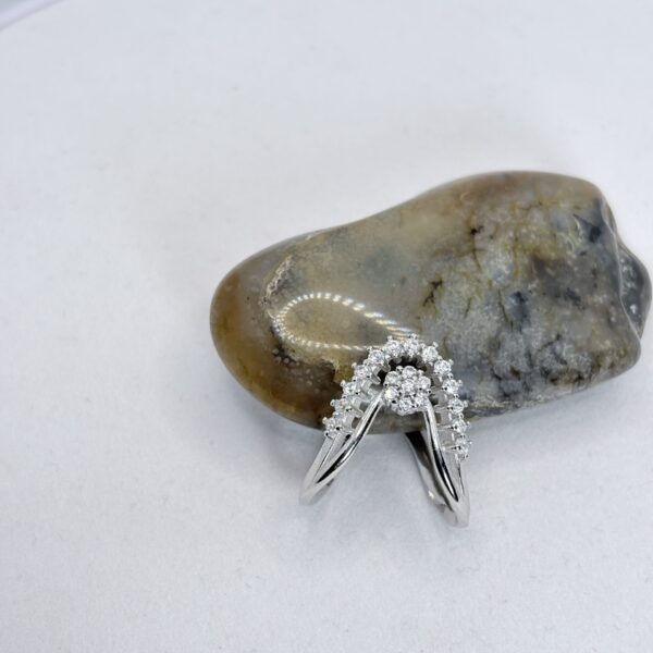 Silver V-Shape Vanki Ring with CZ Stones