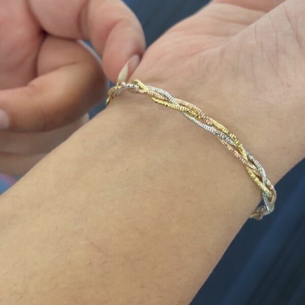 Italian Tri-Color Twisted Snake Bracelet – Anti-Tarnish Premium Silver