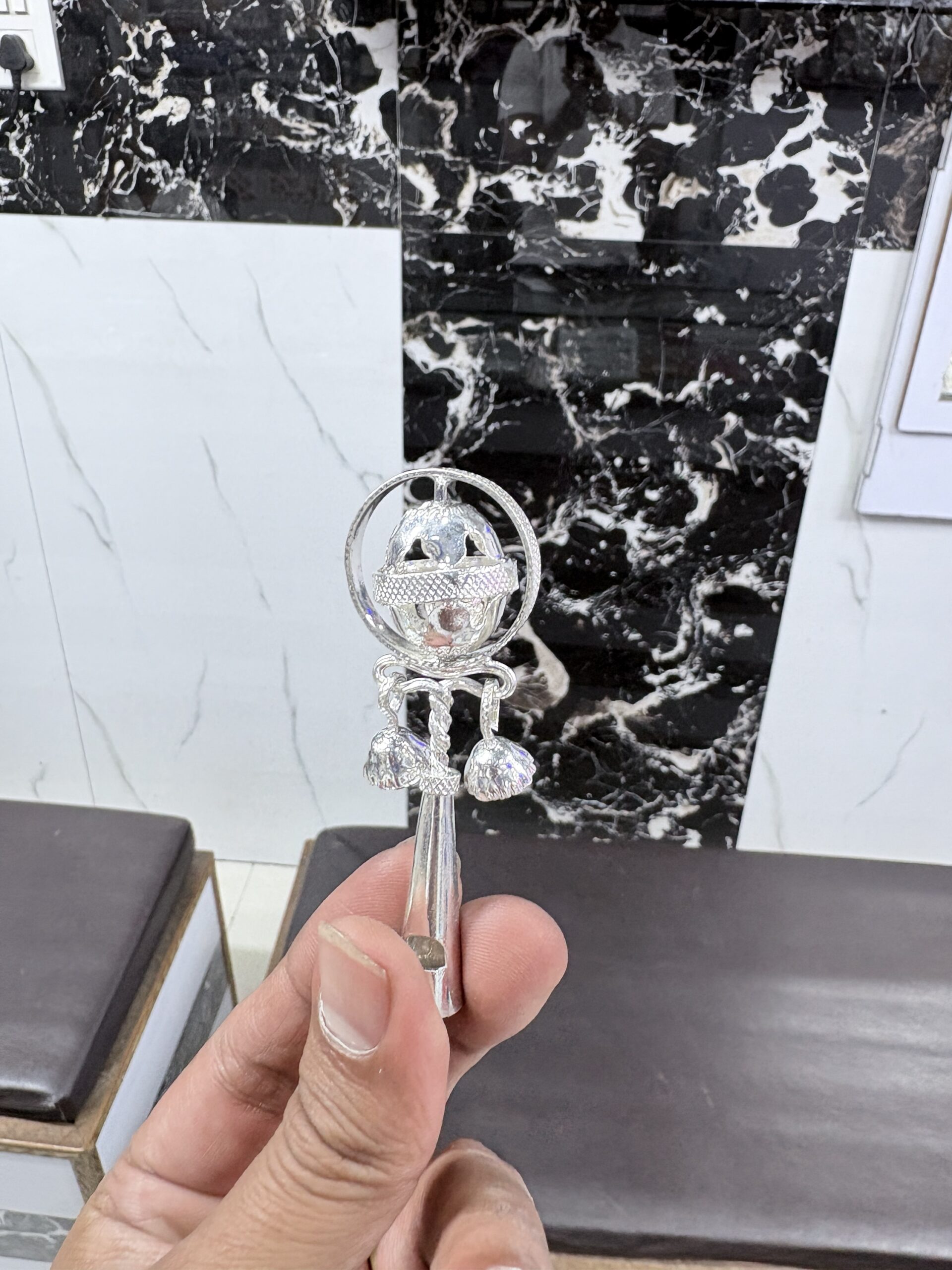 Silver Jhunjhuna for Baby | Pure Silver Rattle Toy for Newborn Gift - Image 3