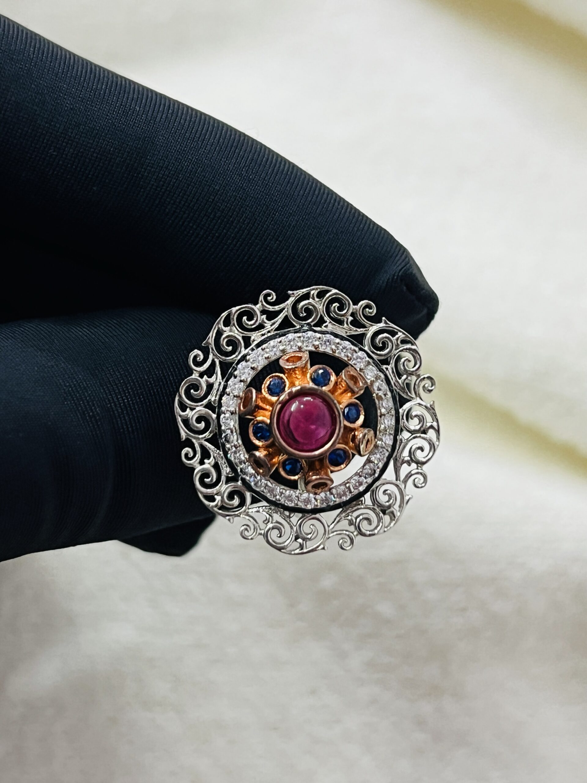 Vintage Bloom Sterling Silver Ring Adjustable