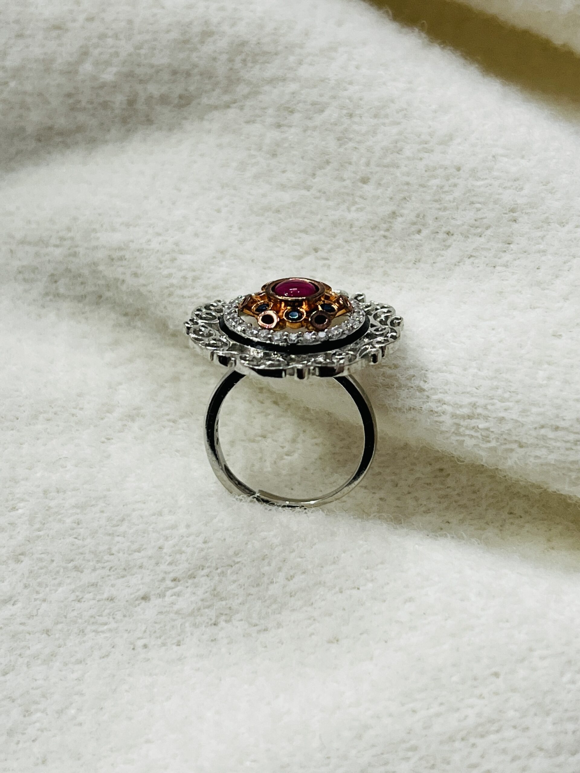 Vintage Bloom Sterling Silver Ring Adjustable - Image 3