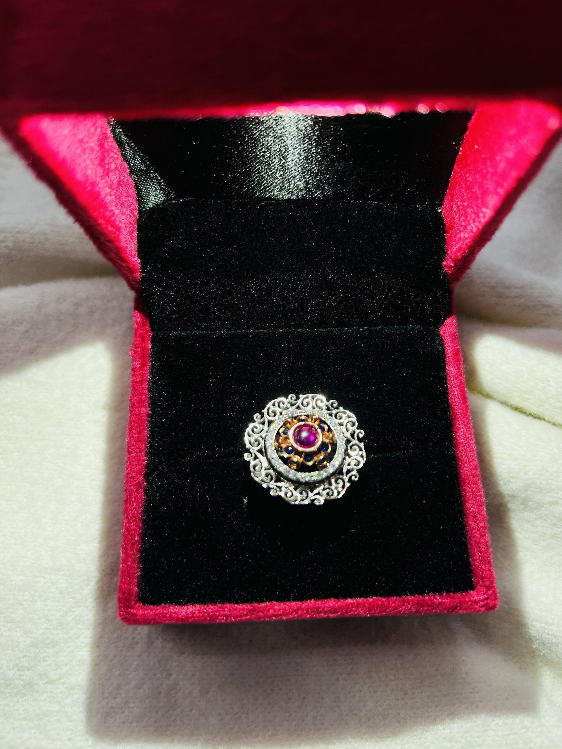Vintage Bloom Sterling Silver Ring Adjustable - Image 2