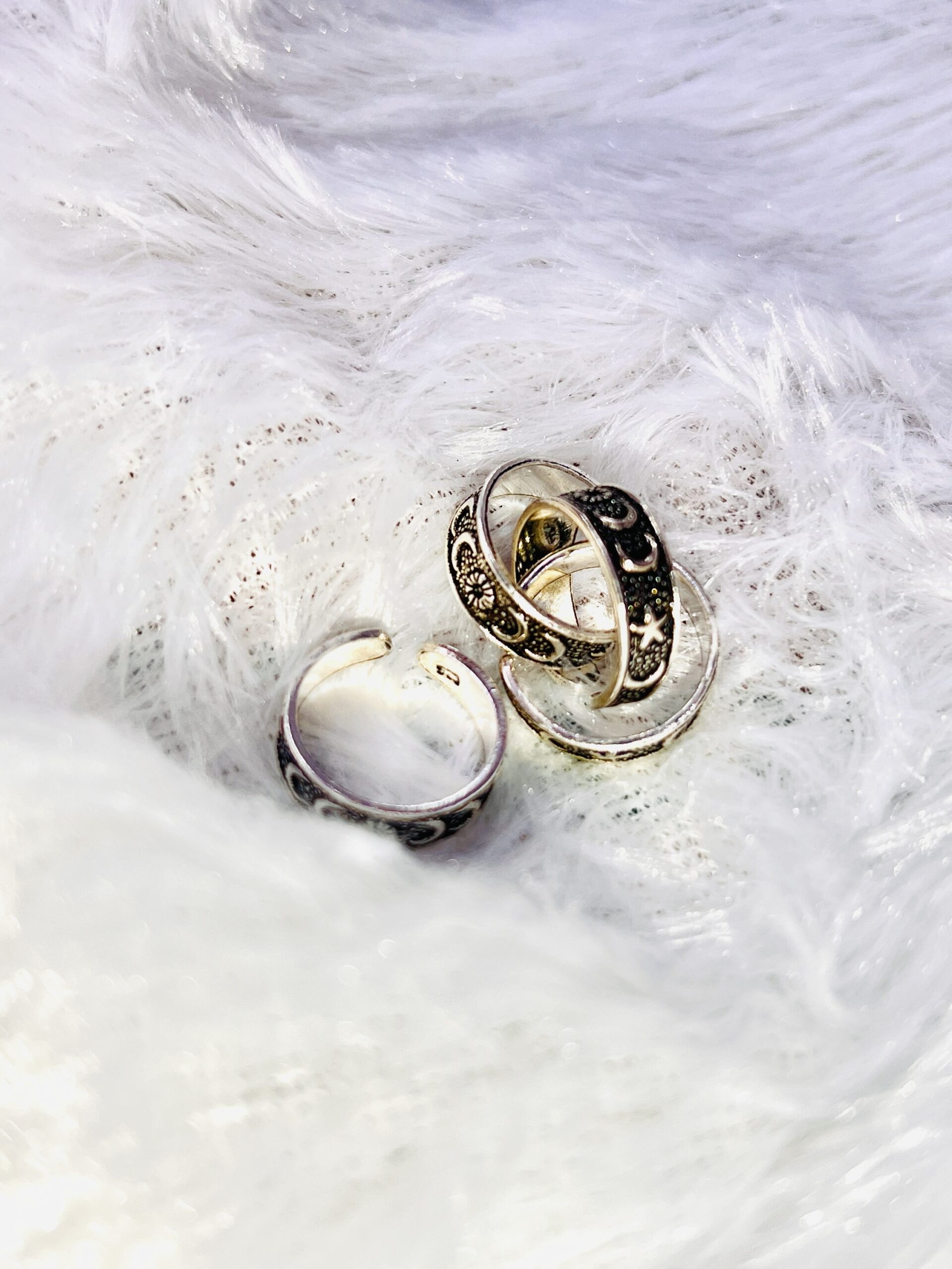 925 Silver Black Antique Toe Ring 2 Pair - Image 4