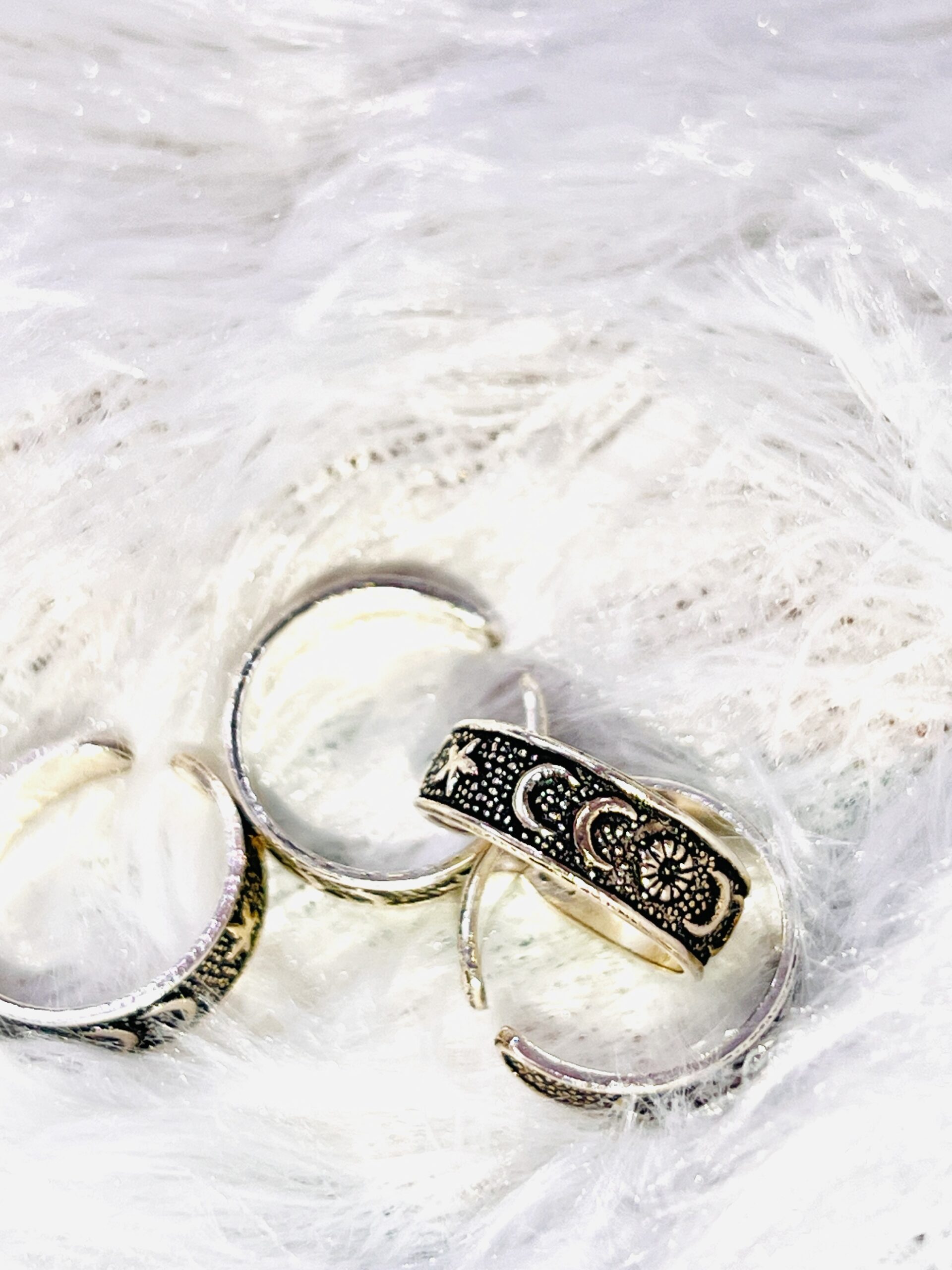 925 Silver Black Antique Toe Ring 2 Pair - Image 5