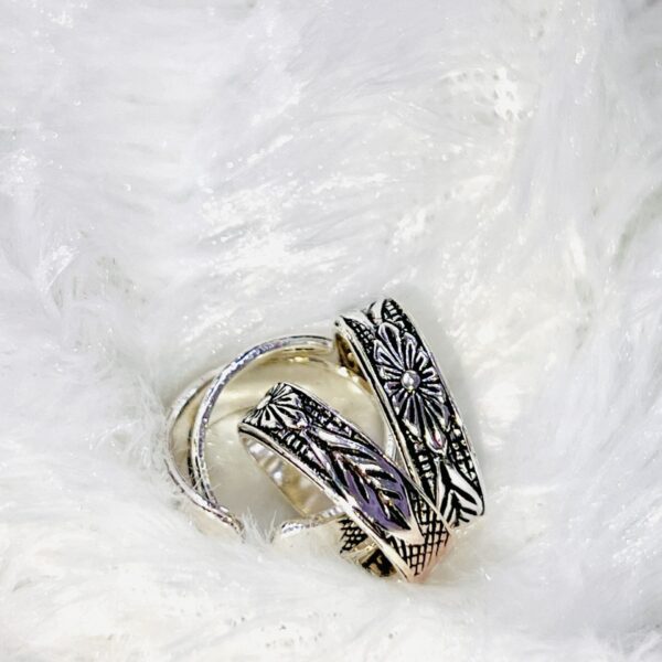 925 Silver Black Antique Toe Ring 2 pair