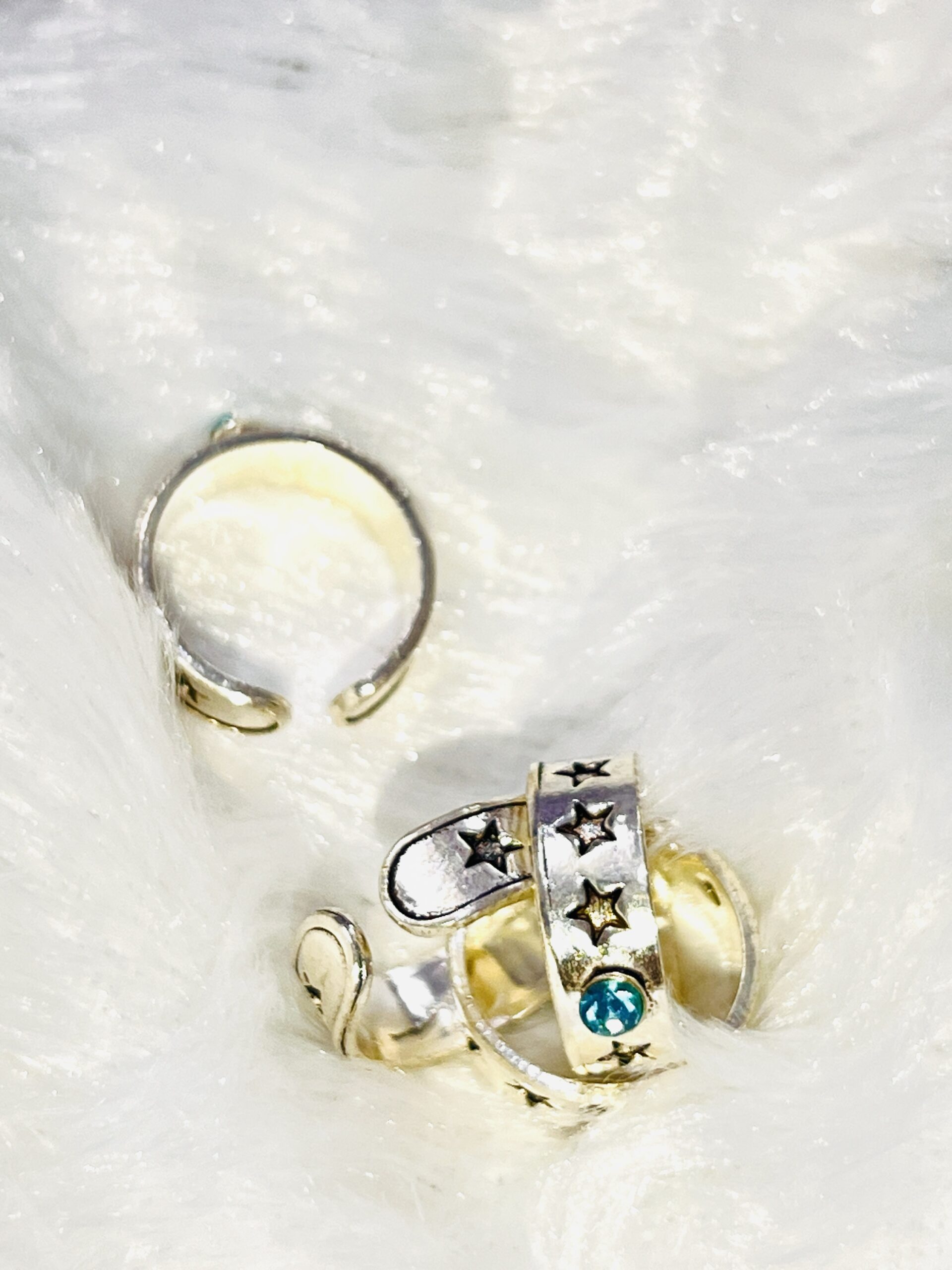 925 Silver Black Antique Star Toe Ring 2 Pair - Image 3