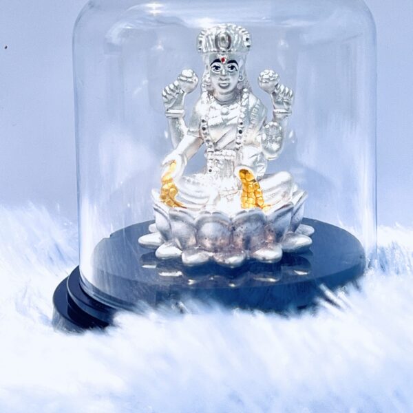 999 Silver Goddess Lakshmi Murti with Emerald & Ruby Accents