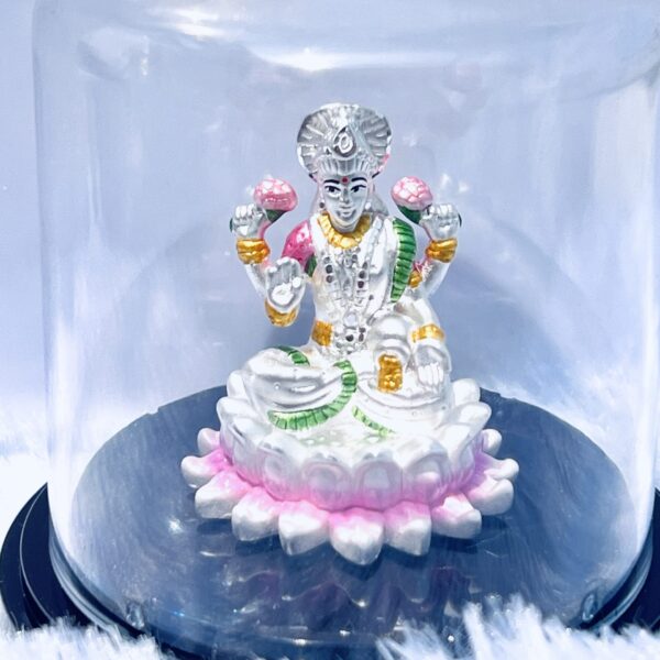 999 Silver Goddess Lakshmi Murti with Emerald & Ruby Accents