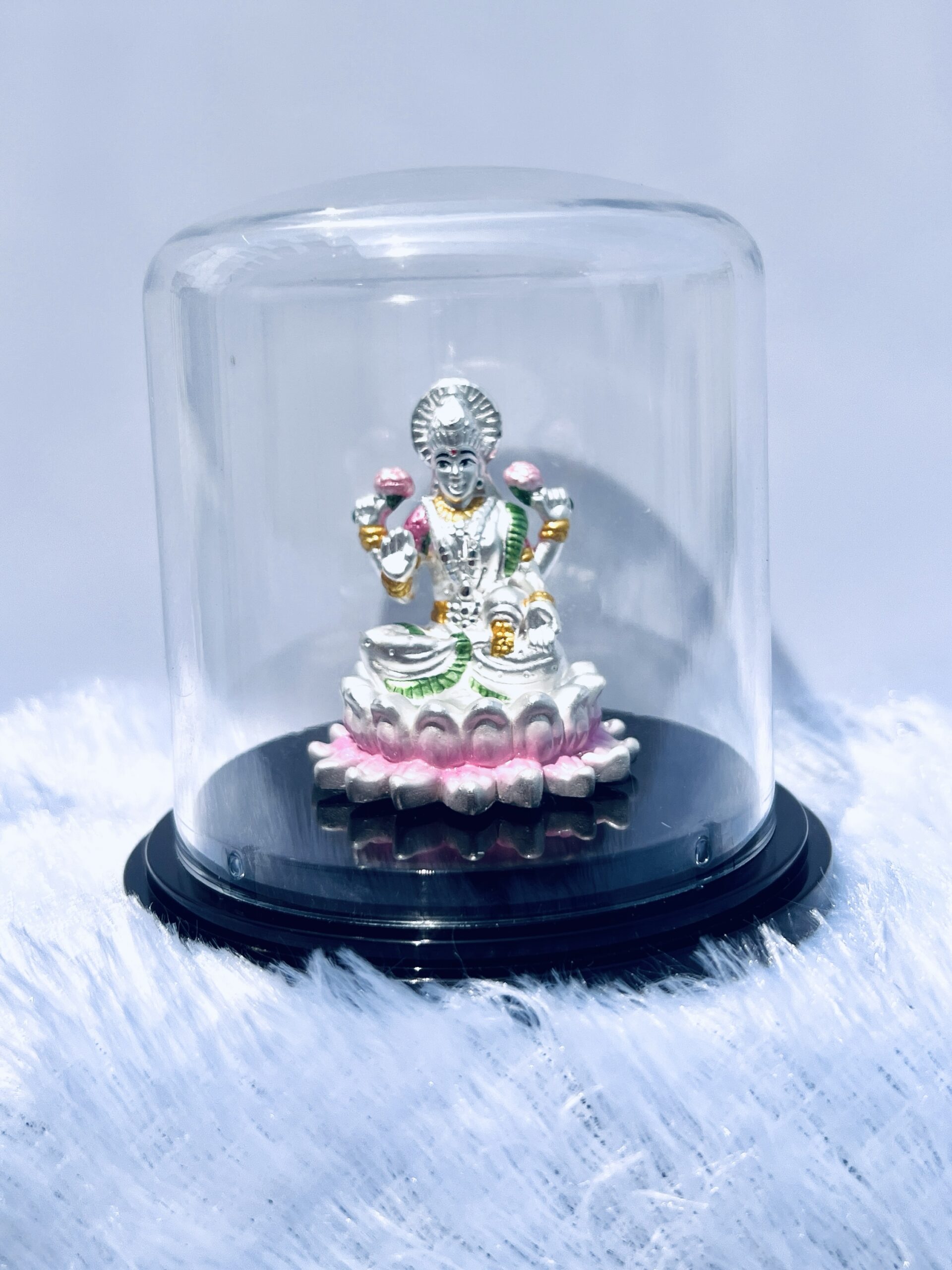999 Silver Goddess Lakshmi Murti with Emerald & Ruby Accents - Image 3