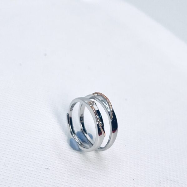 925 Sterling Silver Adjustable Couple Rings – Dual Tone Love Bands