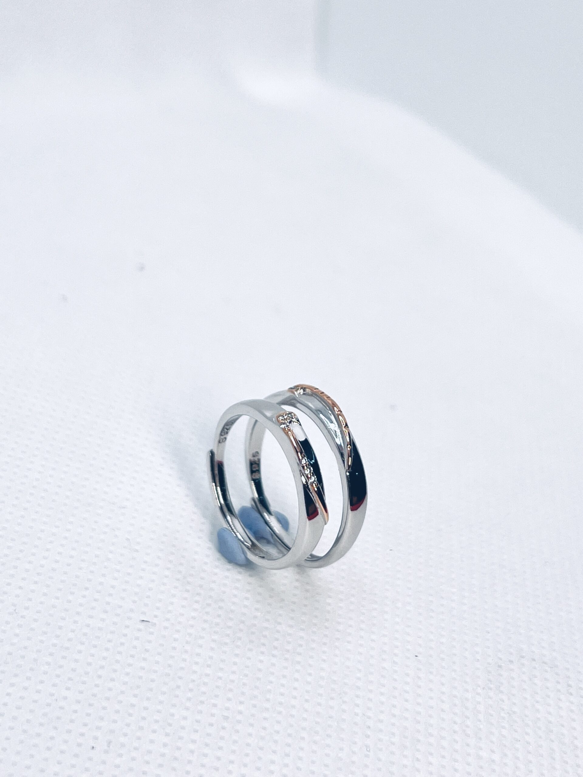 925 Sterling Silver Adjustable Couple Rings – Dual Tone Love Bands
