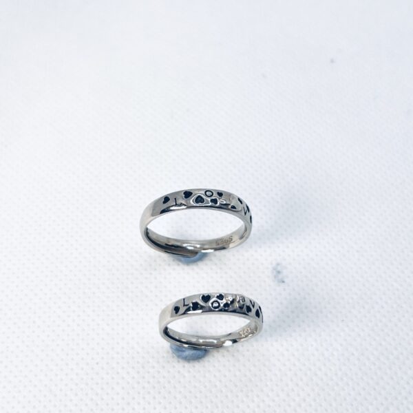 925 Sterling Silver Adjustable Couple Ring – Love Engraved Band