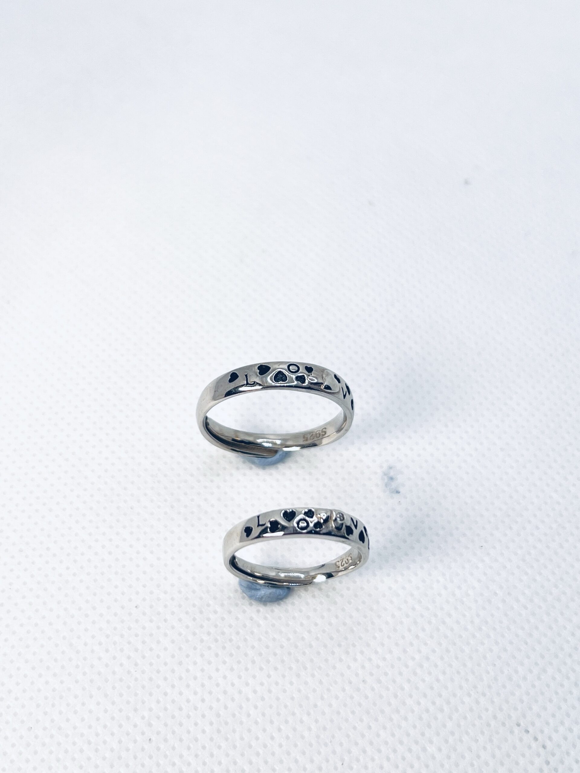 925 Sterling Silver Adjustable Couple Ring – Love Engraved Band