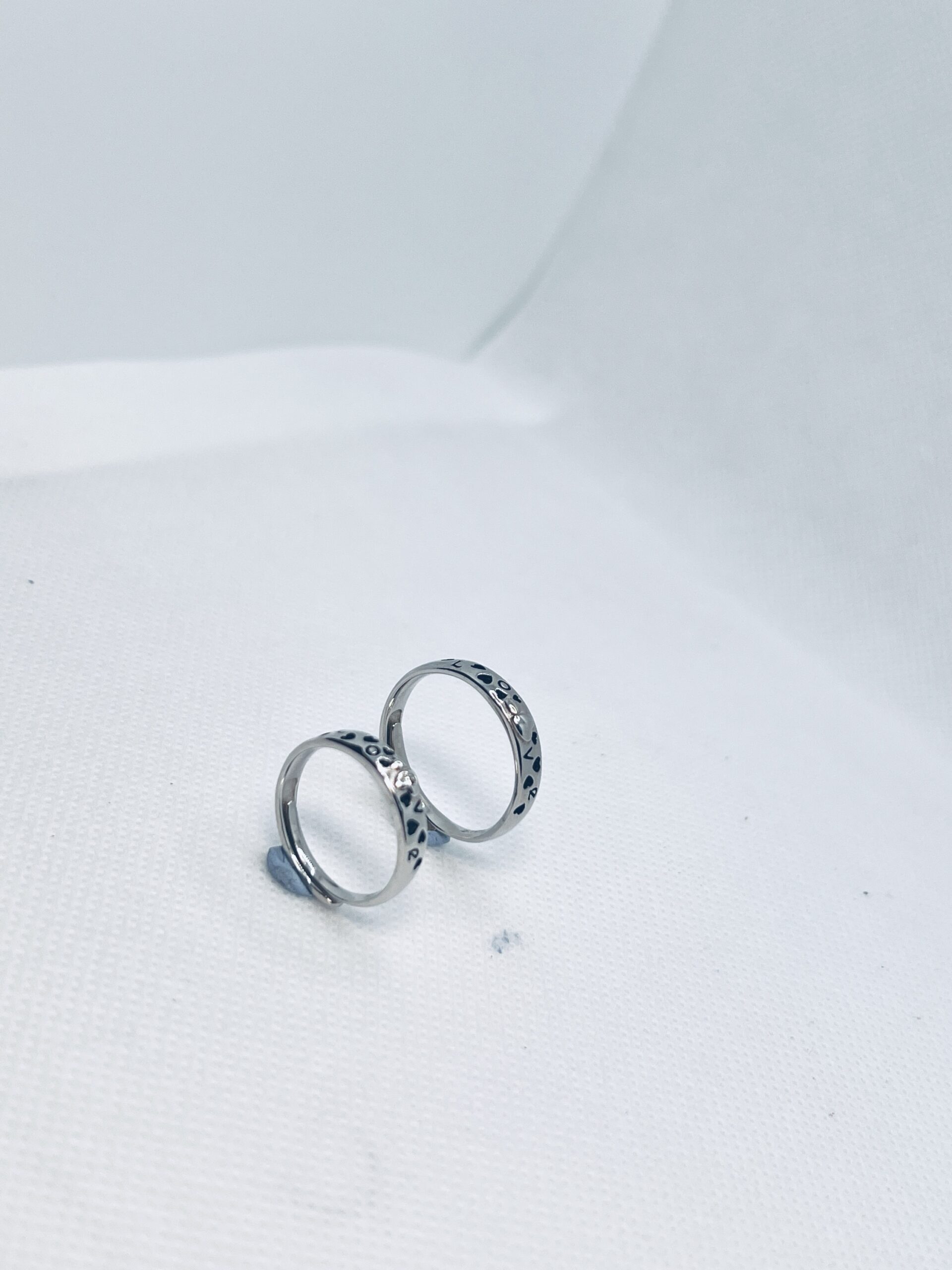 925 Sterling Silver Adjustable Couple Ring – Love Engraved Band - Image 4