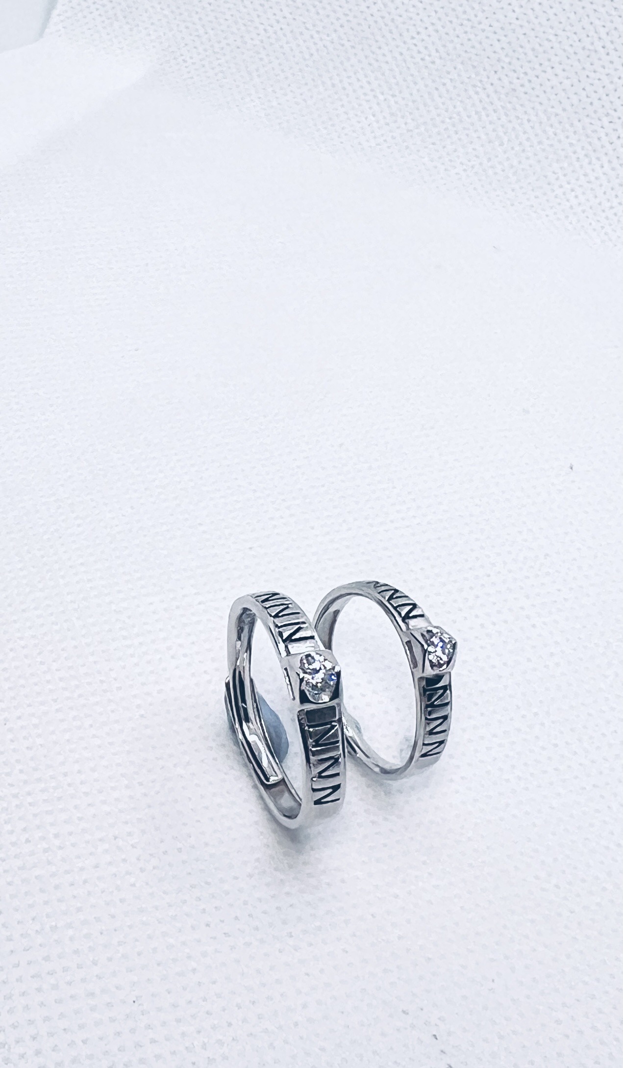 Silver Adjustable Couple Ring with CZ Stone - Image 3