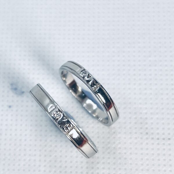 Silver Adjustable Couple Ring – LOVE Engraved Matching Bands