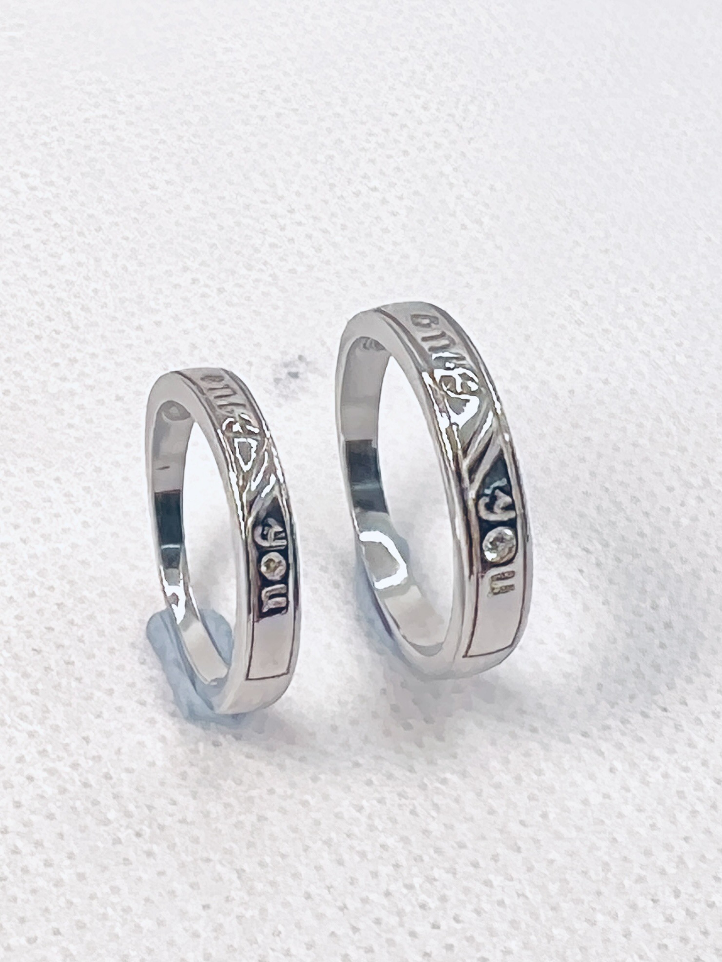 925 Sterling Silver Adjustable Couple Ring – “Only You” Engraved Matching Bands