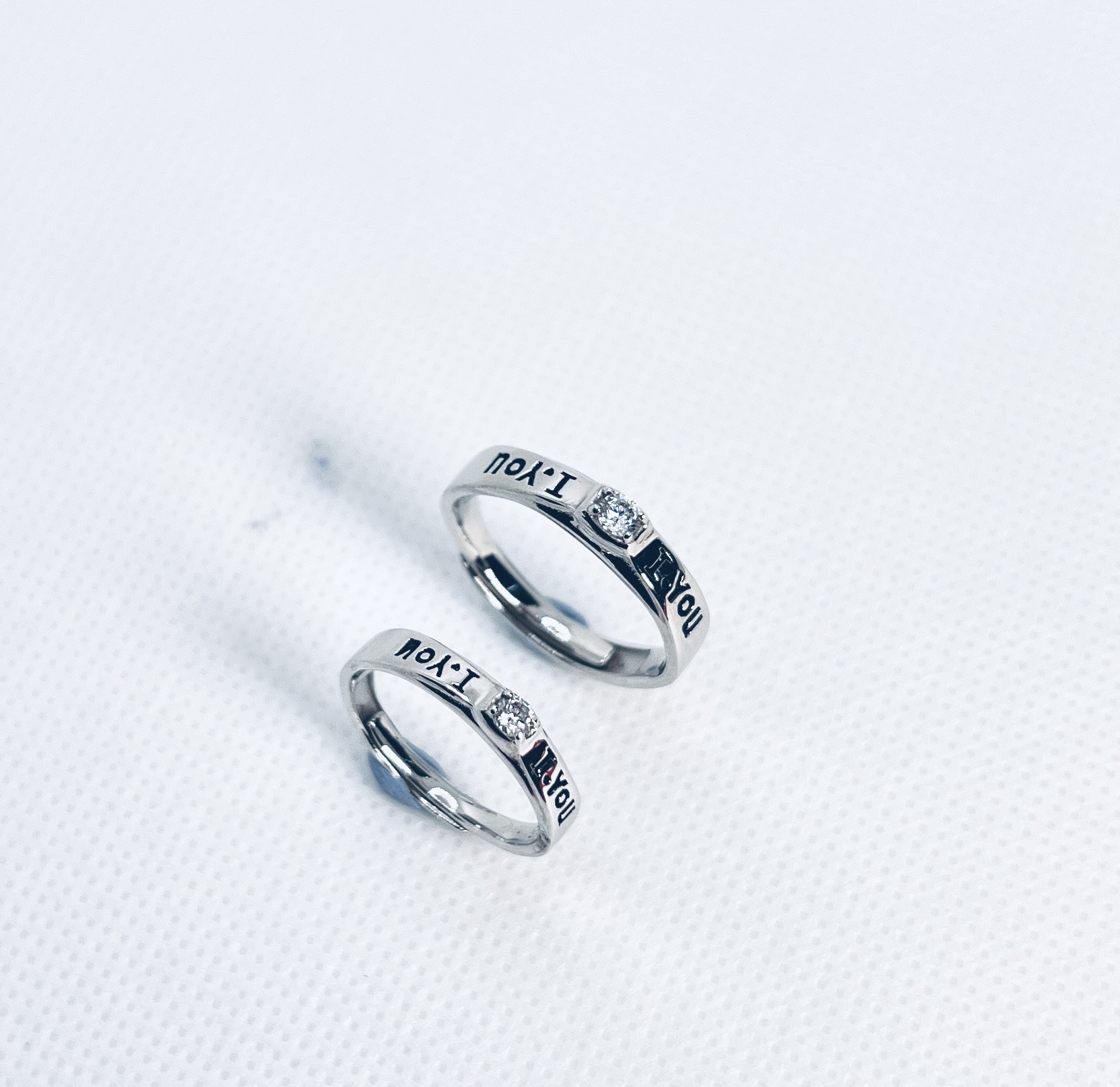 925 Sterling Silver Adjustable Couple Ring – Love Engraved Band - Image 3