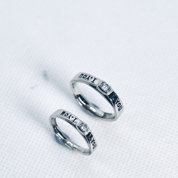 925 Sterling Silver Adjustable Couple Ring – Love Engraved Band