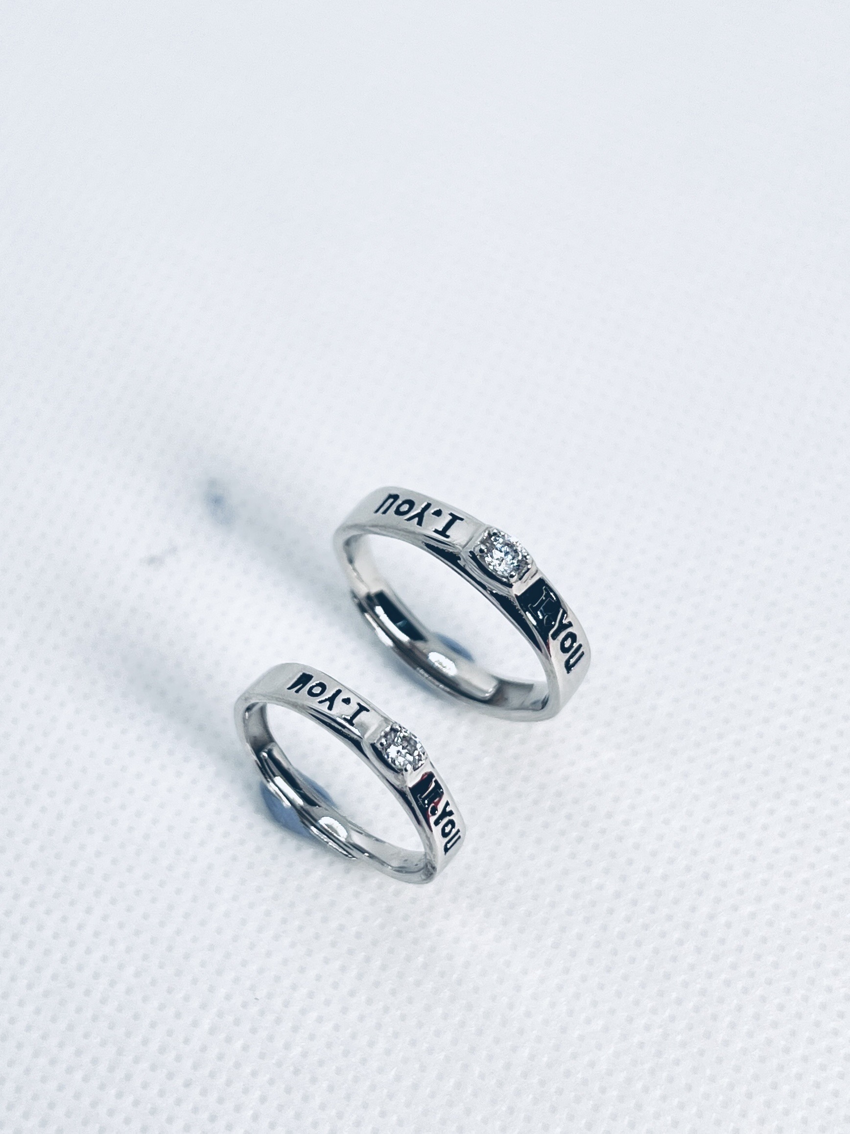 925 Sterling Silver Adjustable Couple Ring – Love Engraved Band