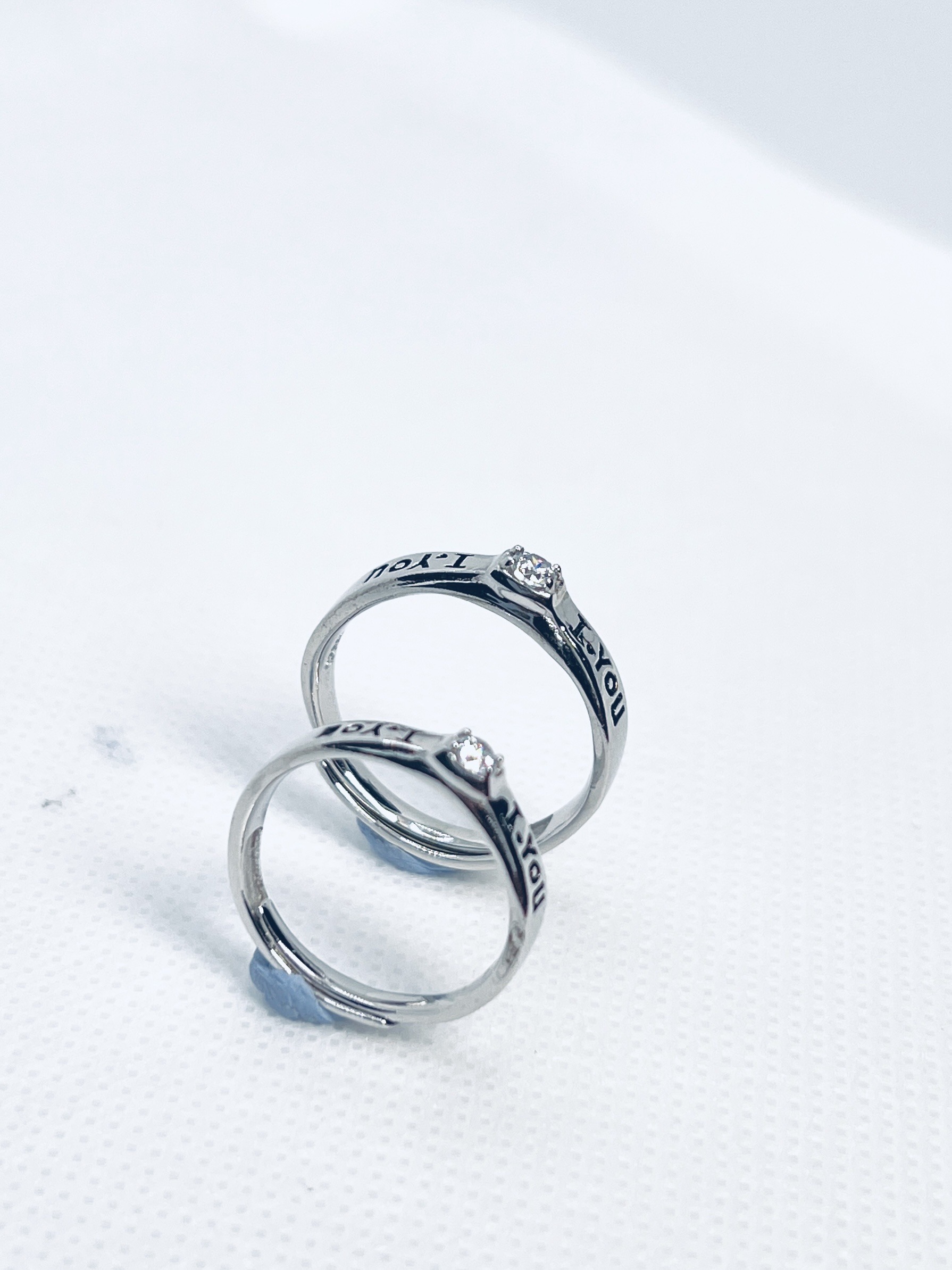 925 Sterling Silver Adjustable Couple Ring – Love Engraved Band - Image 2