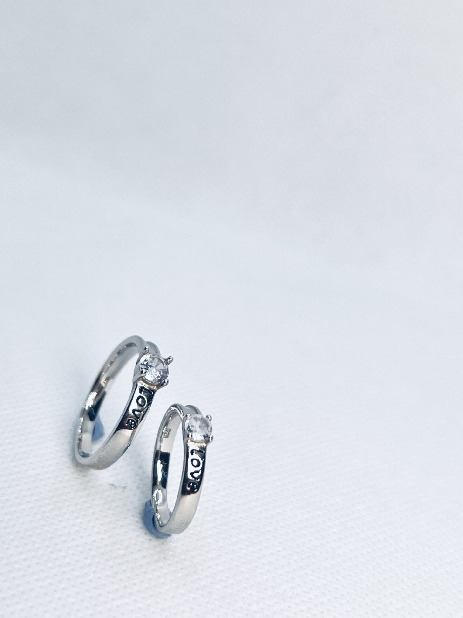 925 Sterling Silver Adjustable Couple Ring – Love Engraved Band - Image 3